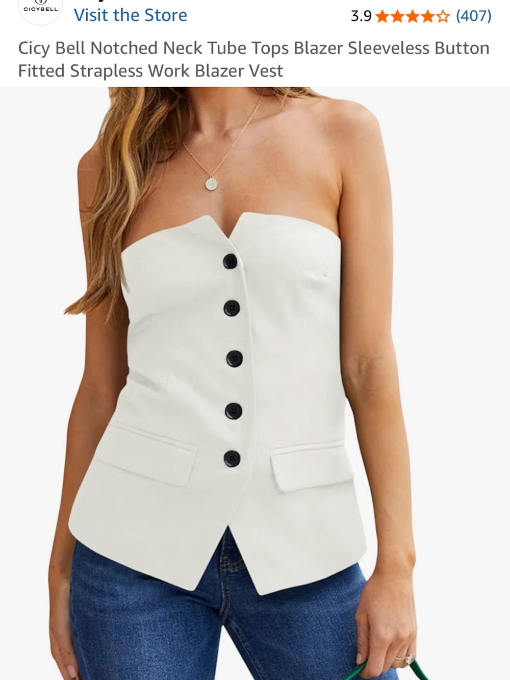 White Strapless Button-Front Women's Jacket